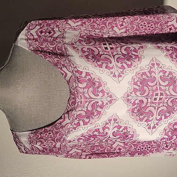 Alfani Womens Printed Diamond Mosaic Orchid Dolman-Sleeve, Bubble-Hem Blouse, 2X - Picture 2 of 10